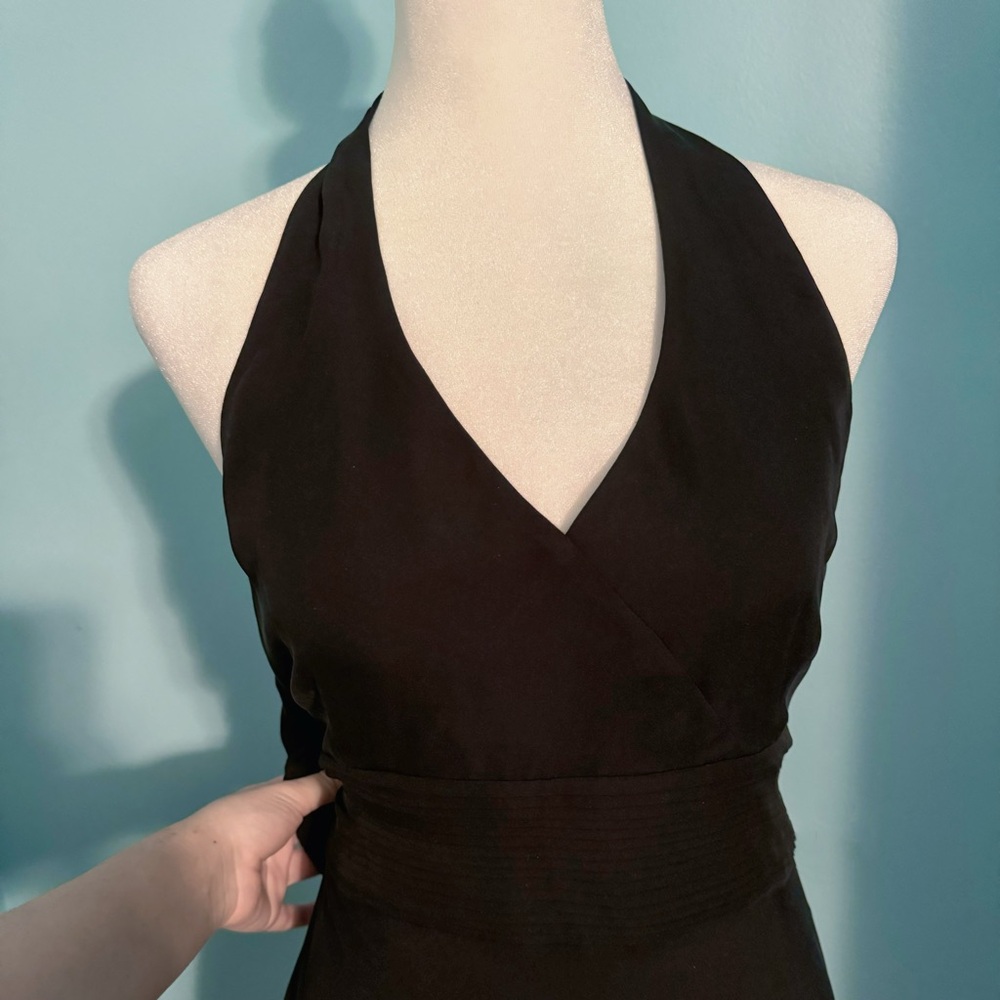 Y2K 2000s style black halter neck dress